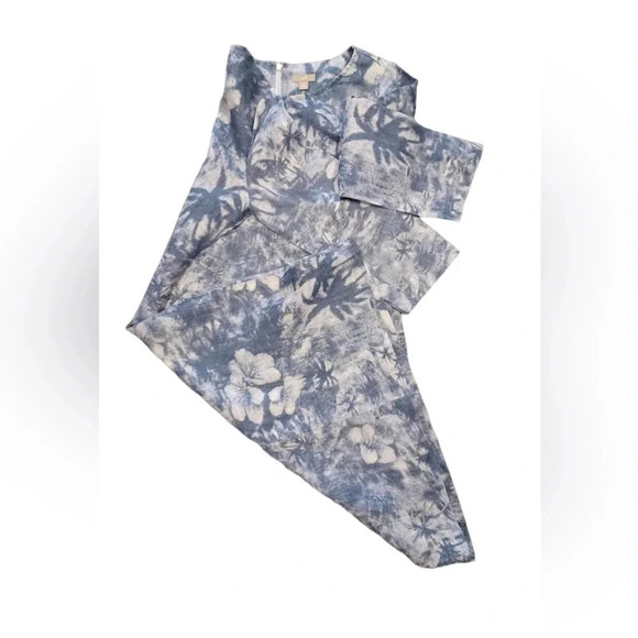 J. Jill 100% Linen Blue Floral Midi Size 8 - Picture 5 of 8